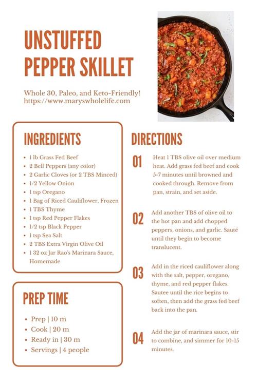 Unstuffed Pepper Skillet Recipe